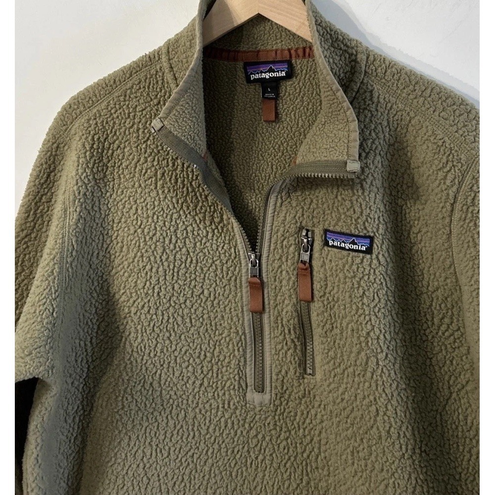 Patagonia Mens Retro Pile 1/2 Zip Pullover Sherpa Fleece Sz Large 22811 Green - Picture 4 of 8